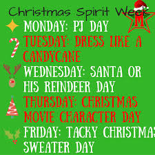 Get into the holiday spirit week the holidays are right around the corner, which means break is even closer. Mcdowell High School On Twitter It S Christmas Holiday Spirit Week