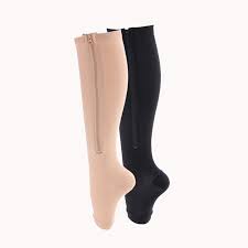 Zippered Compression Socks Medical Grade Firm Easy On 15 20 Mmhg Knee High Open Toe Best Stockings For Men And Women Varicose Veins Post Surgery Edema Improve Circulation Walmart Com Walmart Com