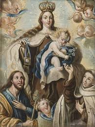 Procesion virgen del carmen torrejon 2014. Madrid School 18th Century Virgen Del Carmen With Saint Simon Stock And Saint Joseph Mutualart
