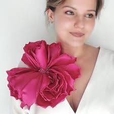 Grande fleur magenta, grande fleur, rose magenta, grande broche, grande fleur  rose, fleur d'épingle Grande broche, grande fleur
