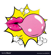 Pop Art Mouth With Bubble Gum Cartoon Vector Image On Vectorstock Pop Art Comic Pop Art Drawing Pop Art Illustration