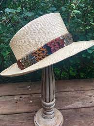 Colorful Classic Ringneck Pheasant Feather Narrow Hat Band On Suede No Crown Mahogany Almond Black Green Western Cowboy Panama Country Green Western Hat Band Hats