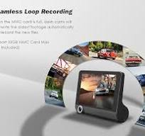 Amazon.com: 3 Channel Dash Cam Front Rear Inside, 4 inch ...