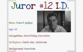 A jury holdout attempts to prevent a miscarriage of justice by forcing his colleagues to reconsider the evidence. Twelve Angry Men Juror 12 By Lizzie Titova