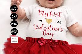 The heart flowers svg can be printed or cut with a cricut or silhouette (or other machines that accepts svg, dxf, eps, pdf, png or silhouette studi. My First Valentine Svg Graphic By Grafikstudio Creative Fabrica