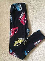 Lularoe Os Leggings Cars Black Red Blue Yellow Unicorn Yoga Band Nwt Lularoe Os Leggings Black And Red Red Blue Yellow