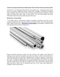 Aluminium Fabrications Like A Round Tube And Heat Sinks By