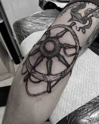 Ship wheel and anchor tattoos flash. Freehand Shipwheel Tattoo Tattoogrid Net