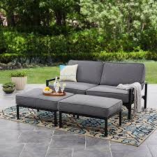 Mainstays Moss Falls 3pc Outdoor Sofa Daybed Set Grey Black Daybed Sets Outdoor Daybed Daybed Sofa
