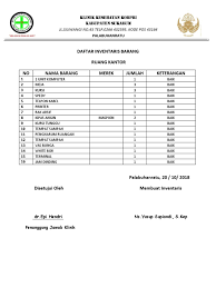 Kantor, kebaktian & pastori 1. Daftar Inventaris Barang Kantor
