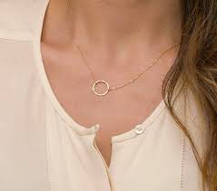 Minimal Dainty Circle Necklace Delicate Layering Chain Etsy Karma Necklace Gold Circle Necklace Dainty Circle Necklace