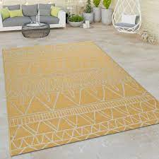 Eleganter teppich in gelb mit klassischem muster in hellem beige. In Outdoor Flachgewebe Teppich Modern Ethno Muster Zickzack Design In Gelb Ebay