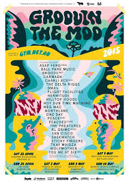 Groovin The Moo 2015 Bunbury Wa Psychedelic Colourful And Vibrant Illustrations To Capture Groovin Music Festival Poster Music Poster Design Festival Posters