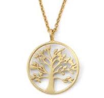 Gold-Plated Round Tree of Life Pendant Necklace by Yair Emanuel