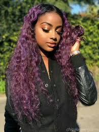 Black And Purple Hair Wig Hi Beauty The Wig Is So Attractive Chinalacewig Purplehair Wigs Colorfulhair Haircolor Ombre Omb Hair Styles Curly Hair Styles Purple Hair Black Girl