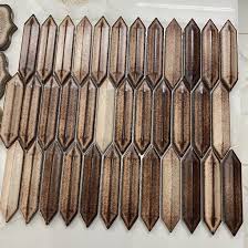 Gạch Mosaic Màu Nâu Hình Mũi Tên Cổ Điển