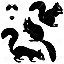 Black And White Squirrel With Acorn Clipart Set Of Squirrels Silhouettes Isolated On White Background Royalty Free Cliparts Vectors And Stock Illustration Squirrel Silhouette Animal Silhouette Squirrel