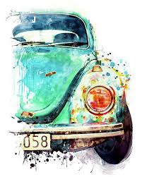 Pin By Haniyeh On Watercolor Cars Vw Art Car Painting Vintage Cars
