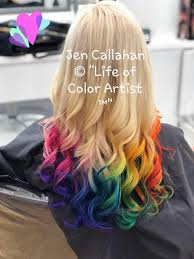 Rainbow Hair Tips With Blonde Hair 01 2018 Jen Callahan C Life In Color Artist Www Jenartwork Com Ombre Hair Color Hair Hacks Short Hair Styles