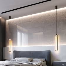 Bedside lights have a specific task: Nordic Simple Led Hanging Lights Bedroom Modern Bedside Lamps Iron Art Line Hanglamp Living Room Background Wall Pendant Lights Pendant Lights Aliexpress