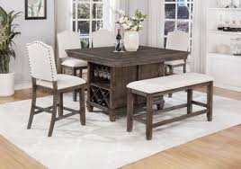 Regent Brown 6pc Counter Height Dining Set W Bench Louisville Overstock Warehouse In 2020 Counter Height Dining Table Set Counter Height Dining Table Counter Height Dining Sets