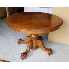 1930s Mid Century Modern Solid Oak Claw Foot Table On Casters Chairish In 2020 Table Dining Table Oak Dining Table