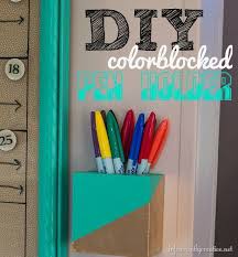 Color Block Pen Holder Wood Scrap Project Infarrantly Creative Pen Holder Diy Diy Holder Pen Holders