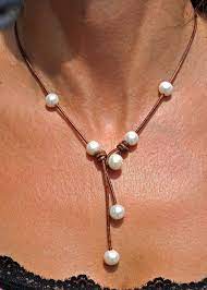 Pearl And Leather Necklace Cascada Pearl And Leather Jewelry Leather And Pearl Necklace Leather And Pearl Jewelry Leather Lariat Leather Necklace Leather Jewelry Jewelry Inspiration