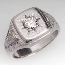 Vintage Heavy Platinum Diamond Ring Mens Jewelry Seattle Mens Diamond Jewelry Platinum Diamond Rings Men Diamond Ring