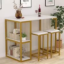 Bar stools are a place for coffee, breakfasts, and even the odd vino. Buy Tribesigns 3 Piece Pub Dining Set Bar Table Set With 2 Storage Shelves 3 Pcs Kitchen Counter Height Dining Breakfast Table Set With 2 Upholstered Stools Online In Kuwait B082v6kwrw