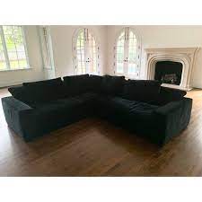 Restoration Hardware Black Velvet Cloud Luxe Right Arm Sectional Chairish Sectional Cloud Couch Black Cloud Couch