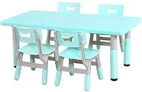 Jn Children S Study Desk Kids Table And Chair For 4 Children Adjustable Height Rectangle Tabl In 2020 Toddler Dining Table Study Table And Chair Kids Table And Chairs
