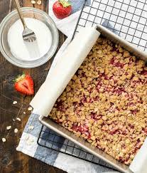 This colorful snack or healthy dessert is perfect for kids and adults alike. Healthy Strawberry Oatmeal Bars Recipe Well Plated By Erin