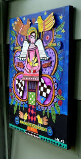 My favorite part was the background. Pin By Redseacoral On Angeles Mexican Folk Art Painting Pop Art Painting Primitive Folk Art Painting