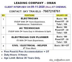 Oman Jobs Required For A Leading Company In Oman G Job Job Portal Ac Technician
