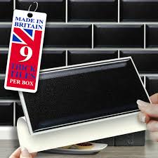 Subway l stick self adhesive tiles homebase. Self Adhesive Wall Tiles Pack Of 9 Black 8 X4 Brick Stick On Wall Tiles Ebay