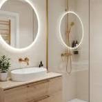 Bathroom Tile with Gold Fixtures