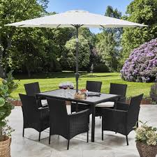 Pre Order In Stock 01 03 May 6 Seater Rattan Dining Set With Parasol Rattan Garden Furniture Bla Rattan Garden Furniture Garden Furniture Outdoor Decor