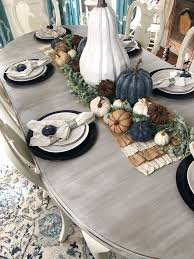My Fall Dining Room Inspired By Navy Blue Pumpkins The Easy Way To Get This Look Fall Dining Room Fall Dining Table Decor Autumn Dining