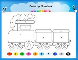 feuille couleur par des numeros de train pour les enfants d age prescolaire clip art libres droits vecteurs et illustration image 67137081 coloriage vache cochon