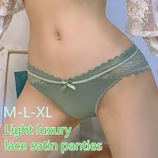 Cheap Girly Japanese Ladies Sexy Panties Light Luxury Lace Trim Satin  Briefs M-XL | Joom