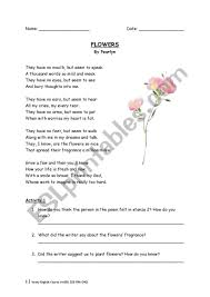 Maybe you would like to learn more about one of these? Poetry Comprehension Worksheet Flowers Esl Worksheet By Vampireluph