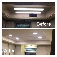 To remove the fluorescent light cover in your kitchen, determine what type of fixture you have. 1970s Kitchen Light Box Before And After Fluorescent Light Removed Can Lights Added Kitchen Ceiling Lights Can Lights In Kitchen Kitchen Lighting Remodel