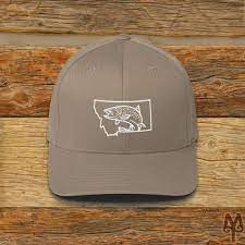 Montana Brown Trout Fly Fishing Ball Cap Montana Fishing Fly Fishing Ball Cap