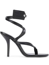 Black And White Sandals With Heel Off White Zip Tie Tag Strappy Sandals Farfetch In 2020 Black Strappy Sandals Strappy Sandals White Sandals