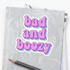 Bad And Boozy Sticker By Katf8 In 2020 Beer Pong Table Painted Diy Beer Pong Table Beer Pong Table Designs
