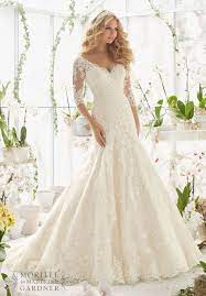 Mori Lee 2812 3 4 Sleeve Lace Fit Flare Wedding Dress Alencon Lace Wedding Dress Bridal Dresses Wedding Dresses