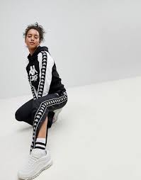 Black And Yellow Kappa Tracksuit Kappa Relaxed Tracksuit Bottoms With Popper Sides Co Ord Vintage Sportswear Kappa Clothing Kappa Tracksuit
