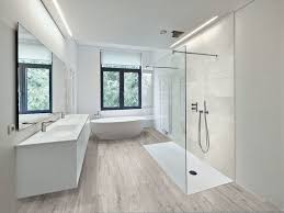 8x63 colorado light gray wood look tile. Modern Bathroom With Light Wood Look Porcelain Tiled Floor And Stone Look Shower Minimalistisch Badezimmer Miami Von Simple Steps Houzz