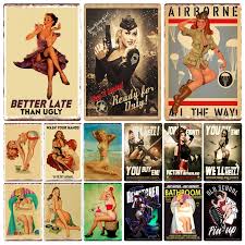 Retro Pin Up kız Metal duvar işareti, Vintage güzellik plak, güzel bayan,  banyo teneke Poster, Bar, oturma odası, duvar dekor, WY48 - AliExpress